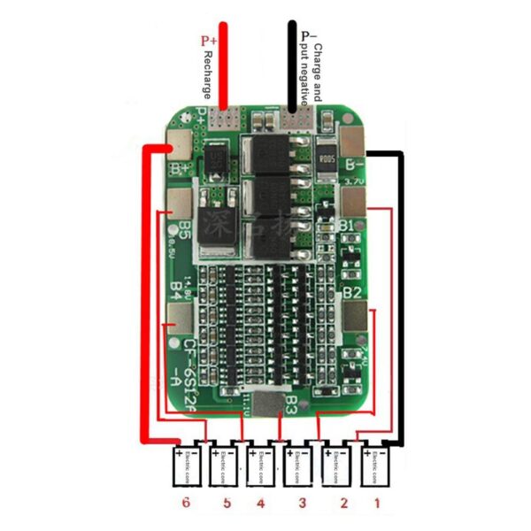 ماژول محافظ دشارژ و شارژ 6 سل 15 آمپر